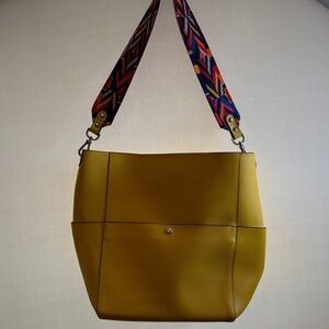 Bostanten Yellow Leather Shoulder Bag